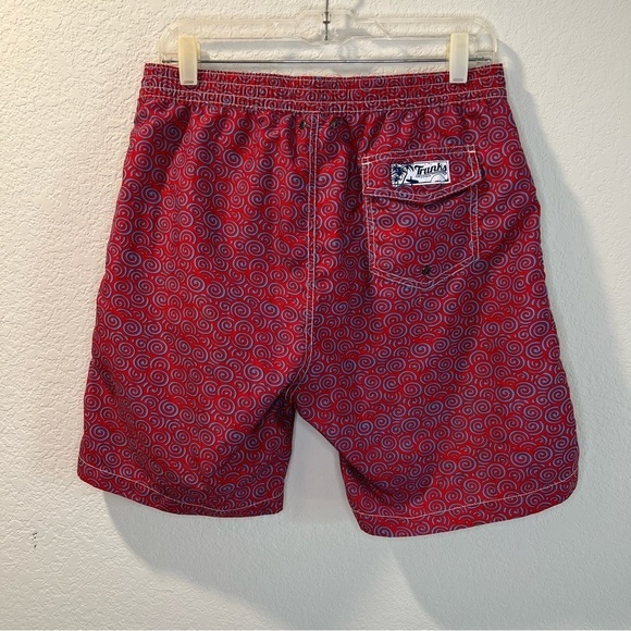 Men’s Trunks red circular printed swim trunks board shorts size medium M - Picture 4 of 6